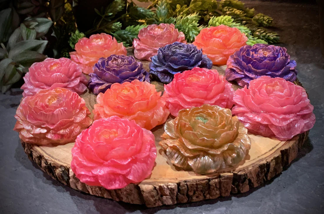 Beautifully painted peony soap!