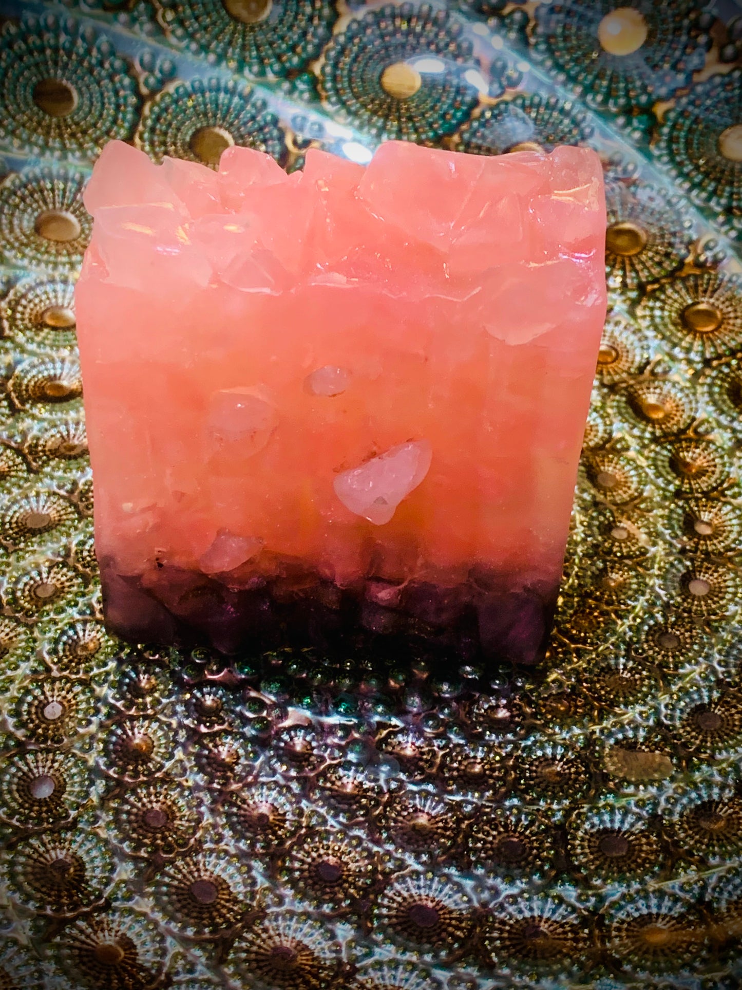 Genuine Rose Quartz Cast Geode XL Bar Soap