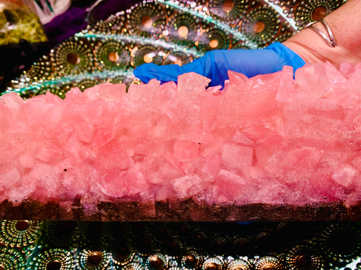 Genuine Rose Quartz Cast Geode XL Bar Soap