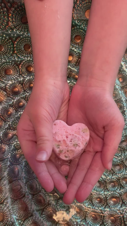 Genuine Gemstone Cast Fizzy Heart Bath Bombs